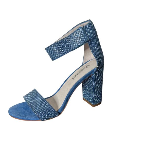 Jeffrey Campbell Lindsay‎ Blue Rhinestone Sandal Heel Women 7.5 Amputee One Shoe - Picture 1 of 10